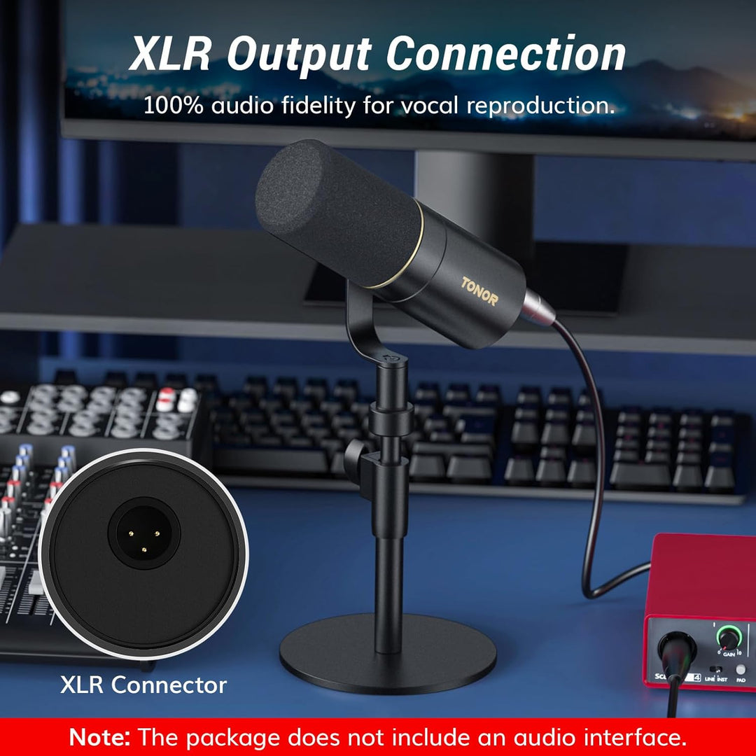 TONOR Micrófono dinámico, micrófono XLR para podcast, grabación, tr...