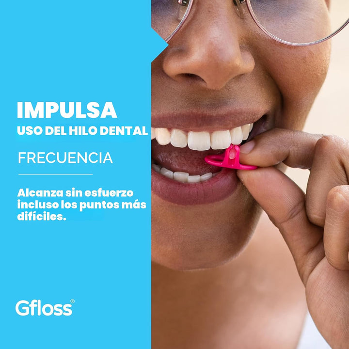 Gfloss Hilo dental manos libres, 120 unidades (paquete de 3) + estu...