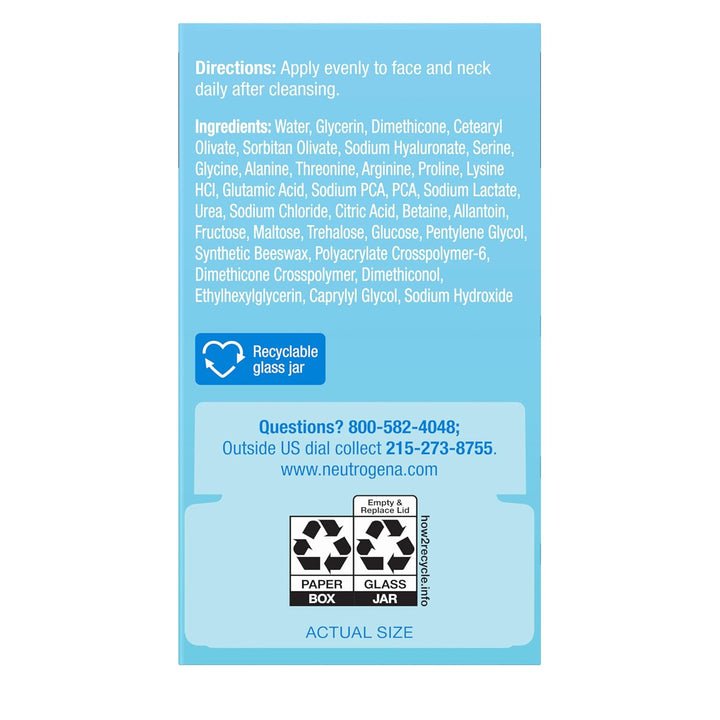 Neutrogena Hydro Boost Gel Cream sin fragancia, hidratante facial d...