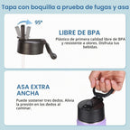Paquete de 4 botellas de agua para niños de 16 OZ a granel, botellas deportivas aisladas con tapa de pajita, botella de acero inoxidable con asa para mantener el frío, vasos de doble pared