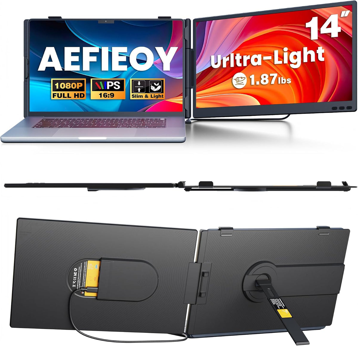 Aefieoy Extensor de pantalla para portátil de 14.2 pulgadas, monito...