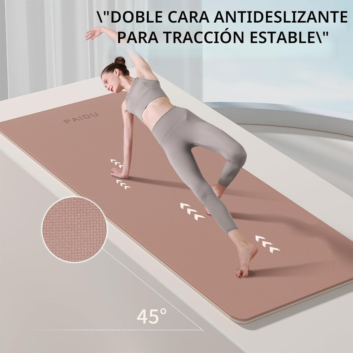 PAIDU POE Yoga Mat （10mm）Extra Thick Fitness Mat 72"x24" con Carry Strap
