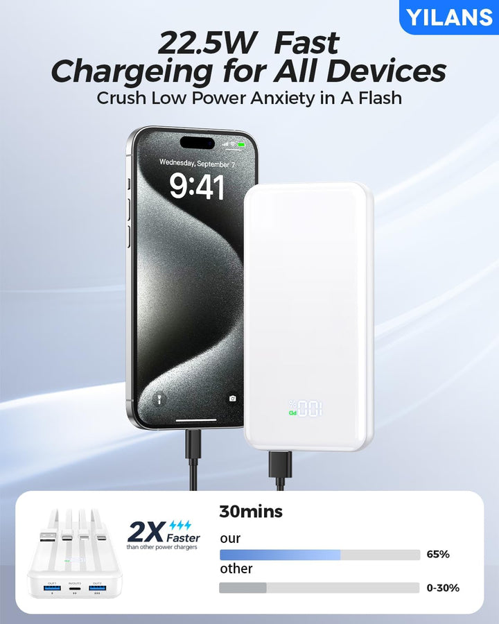Cargador portátil, banco de energía de 50000 mAh con cable incorpor...