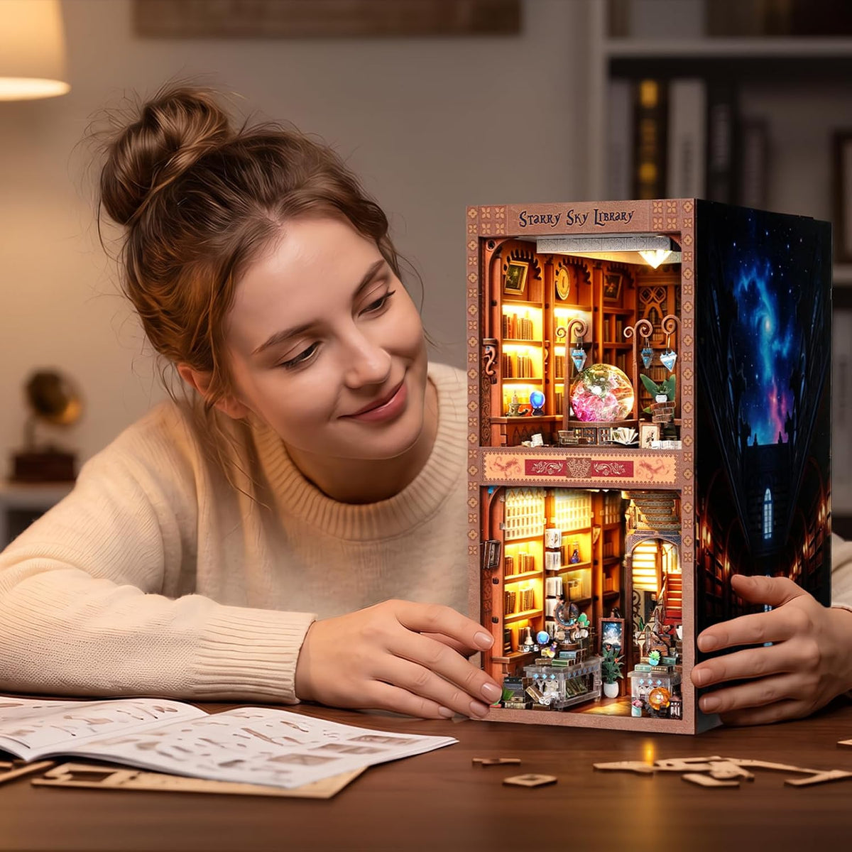 Kit de rincón de libros, kit de casa de muñecas en miniatura para