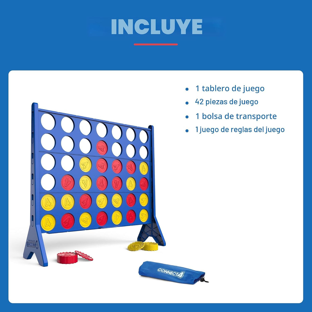 EastPoint - Juego de césped Connect 4 de gran tamaño, color azul, 42 piezas