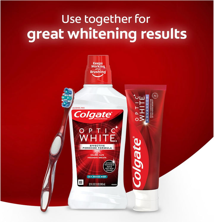 Colgate Optic White Teeth Whitening Enjuague bucal Icy Fresh Mint,...