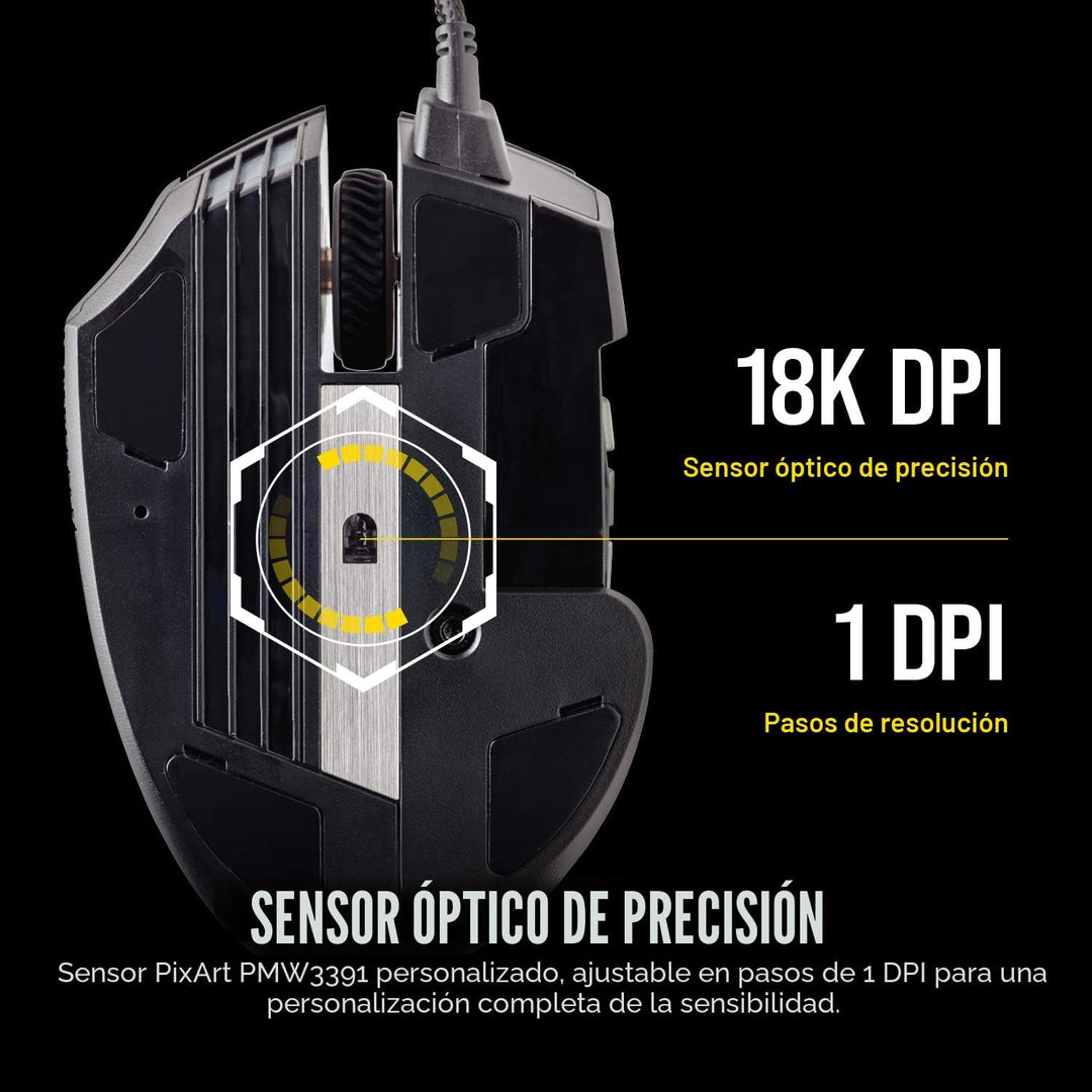 Corsair Scimitar RGB Elite Mouse para juegos MOBA\/MMO con cable -...