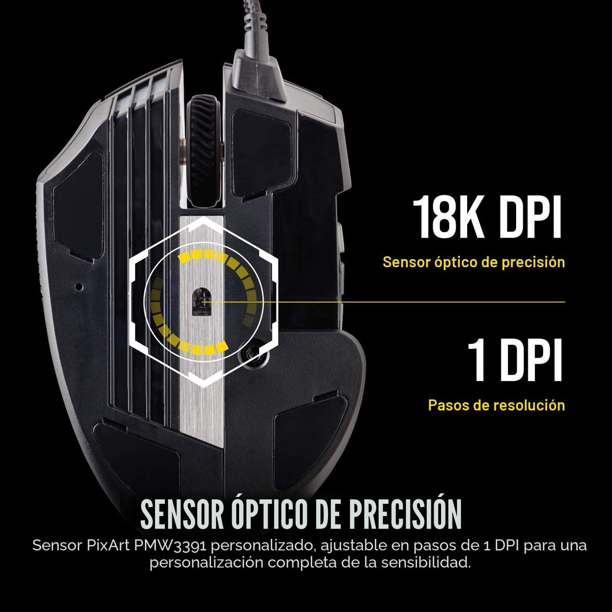 Corsair Scimitar RGB Elite Mouse para juegos MOBA\/MMO con cable -...