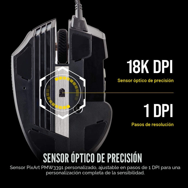 Corsair Scimitar RGB Elite Mouse para juegos MOBA\/MMO con cable -...