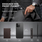 Cartera minimalista para hombres, cartera de cuero de grano completo con bloqueo RFID con 2 ventanas de identificación, billetera plegable triple para tarjetas de crédito, cartera de 9 a 11