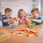 Magnetic Wooden Dinosaur Building Blocks, Ages 3-6
