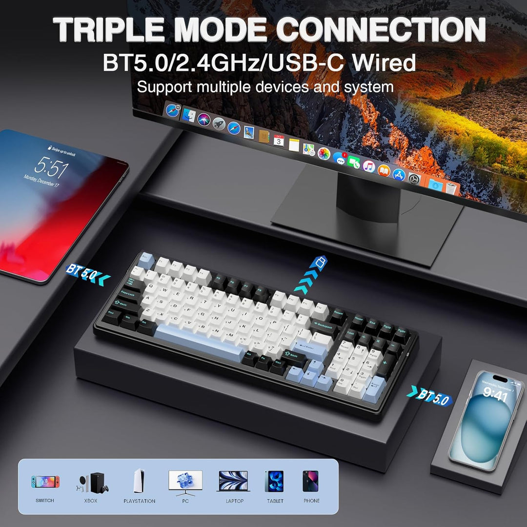 AULA F99 Teclado mecánico inalámbrico, teclado personalizado interc...