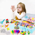 VLUSSO Kit de Suministros de Artes y Manualidades de 3000 Piezas para Niñas de 8 a 12 Años con Limpiadores de Tubos, Cuentas, Manualidades para Niños, Set de Suministros Escolares DIY, Caja de