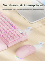 EWEADN C98 Combo de teclado y mouse con cable, teclados ergonómicos...