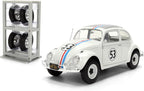 Jada Herbie The Love Bug Volkswagen Beetle Hollywood Rides 1:24 - Vehículo fundido a presión con juguetes para portaneumáticos