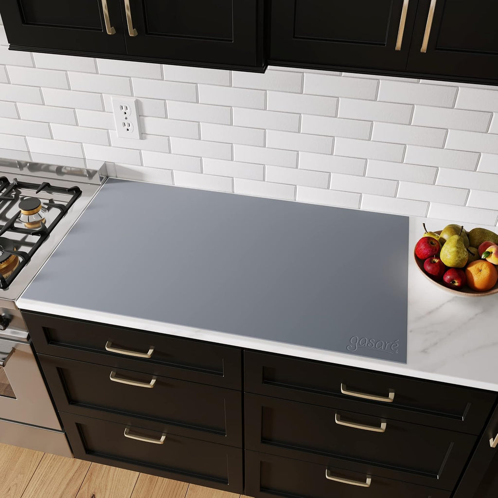 GASARÉ - Tapete de silicona extra grande, grueso, para encimera de cocina, resistente al calor, protector de encimera, antideslizante, fácil de limpiar, se puede cortar (gris, 40 x 23.5 pulgadas)