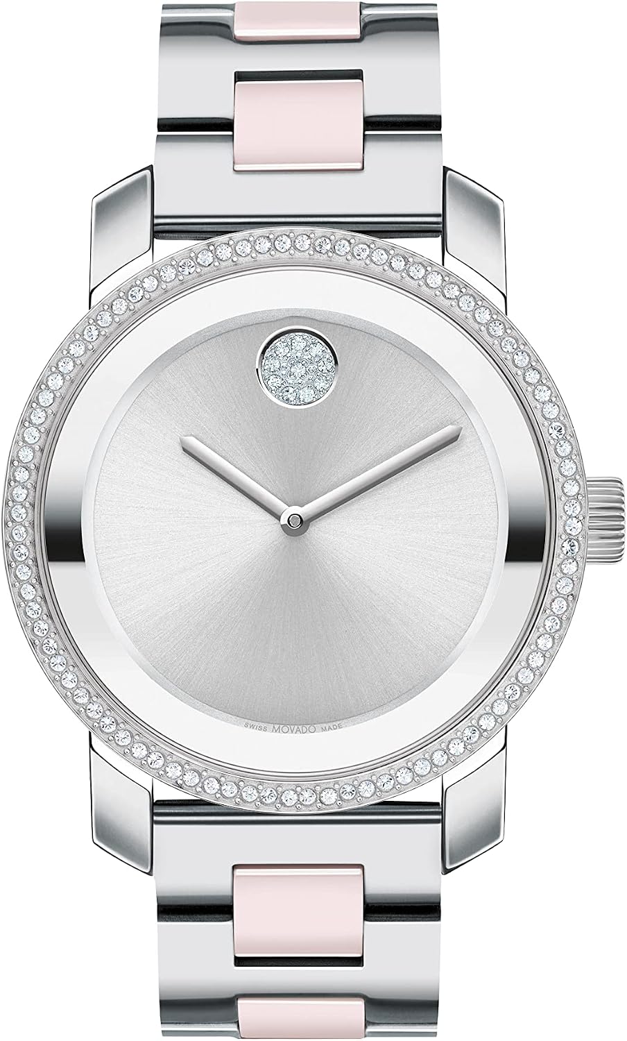 Reloj Movado Bold Iconic para mujer - Movimiento suizo de cuarzo 2H, brazalete con eslabón central de cerámica y acero inoxidable - Resistencia al agua 3 ATM - Detalles con cristales brillantes para ella - 36 mm