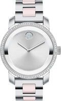 Reloj Movado Bold Iconic para mujer - Movimiento suizo de cuarzo 2H, brazalete con eslabón central de cerámica y acero inoxidable - Resistencia al agua 3 ATM - Detalles con cristales brillantes para ella - 36 mm