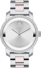 Reloj Movado Bold Iconic para mujer - Movimiento suizo de cuarzo 2H, brazalete con eslabón central de cerámica y acero inoxidable - Resistencia al agua 3 ATM - Detalles con cristales brillantes para ella - 36 mm