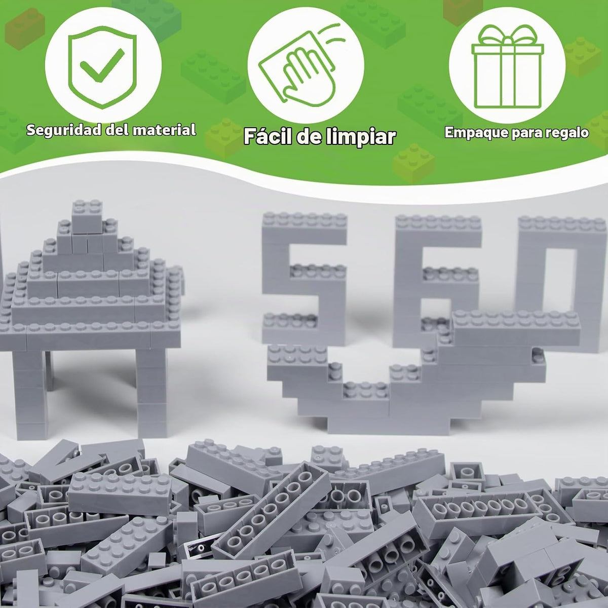 Juego de bloques de construcción clásicos de 560 piezas a granel en 7