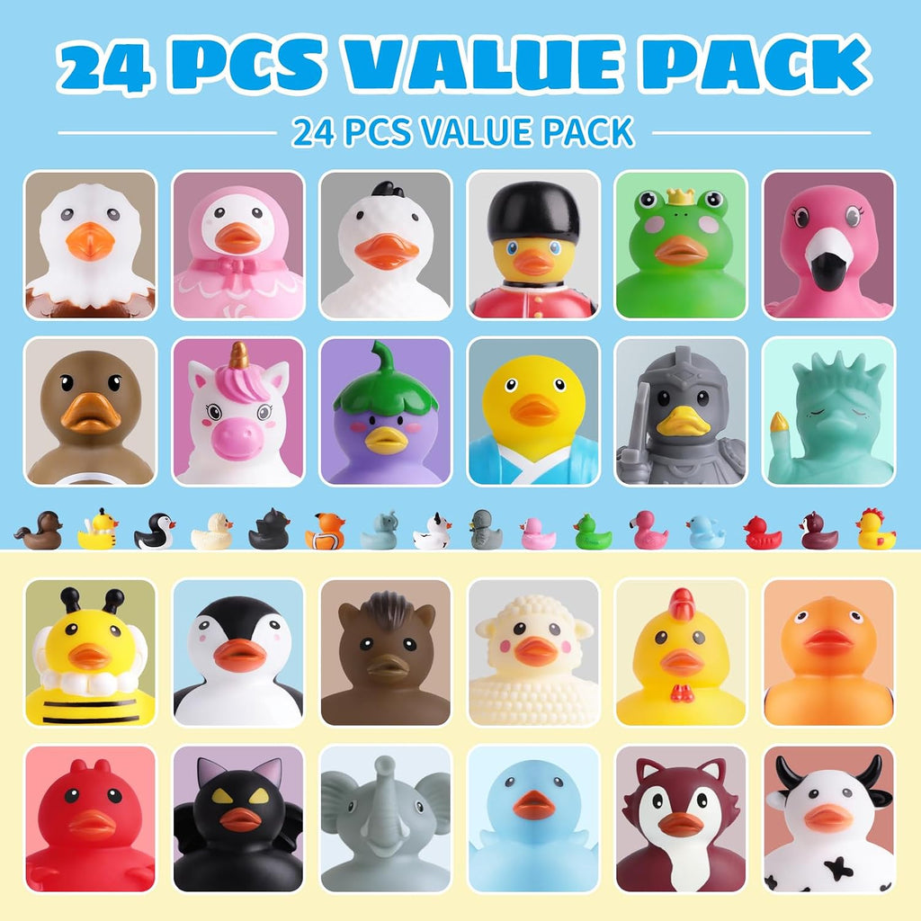 24 patitos de goma, juguetes de baño para niños pequeños, juguetes de bañera sin agujeros para piscina de bebé, para niños y niñas de 18+ meses