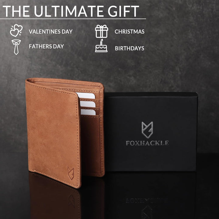 Cartera delgada de cuero plegable para hombre con bolsillo secreto...