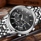 OLEVS Relojes para Hombre de Lujo a prueba de agua Lúminosos de lectura fácil Cronógrafo Con Esmalte Dorado Completo / Blanco Dial / Cara Negra Calendario Pulsera Relojes