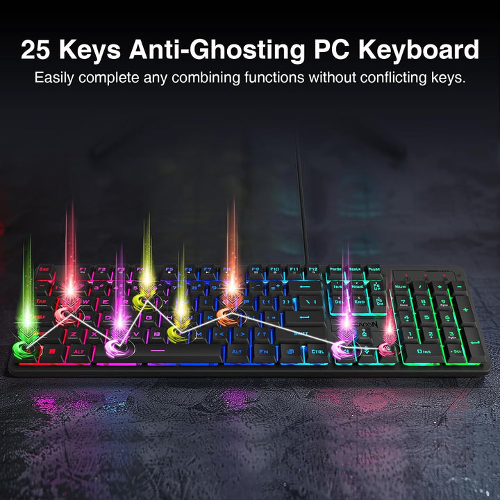 Redragon S107 Combo de teclado y mouse para videojuegos, teclado RG...