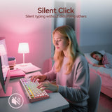 AUSDOM H98 - Teclado mecánico cremoso rosa, teclado inalámbrico sil...