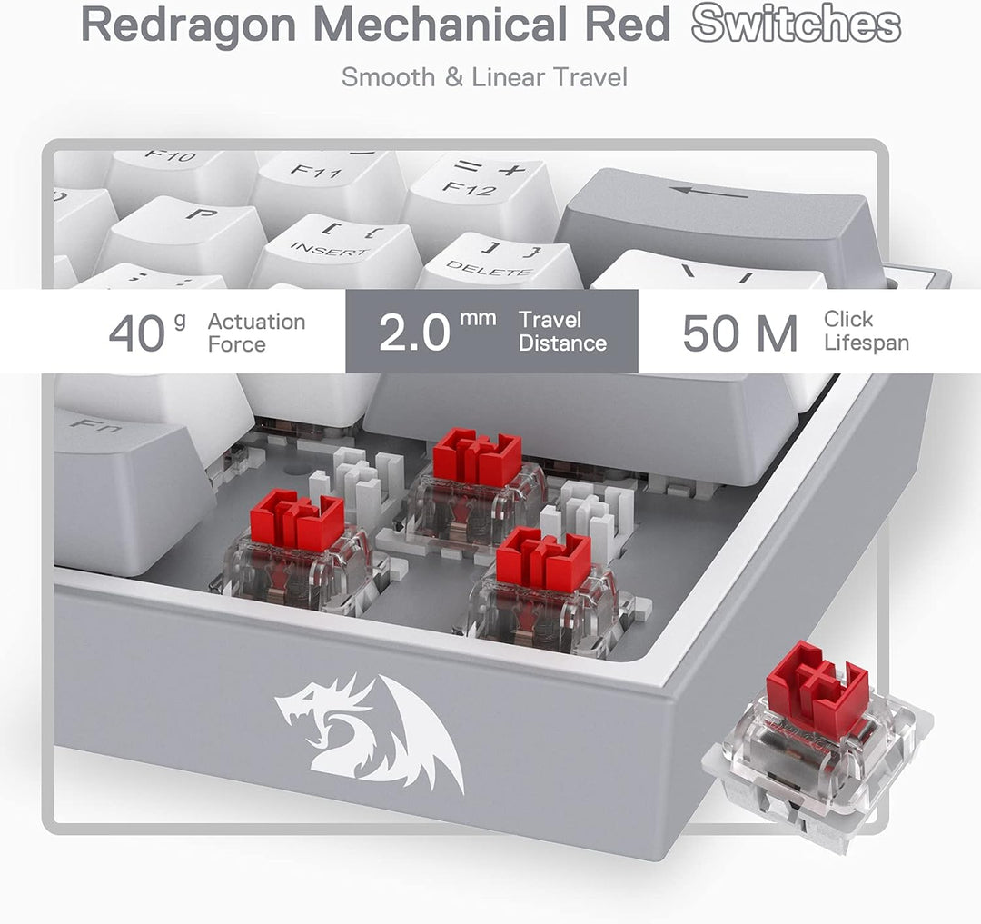 Redragon K617 Fizz - Teclado con cable para juegos RGB 60%, teclado...