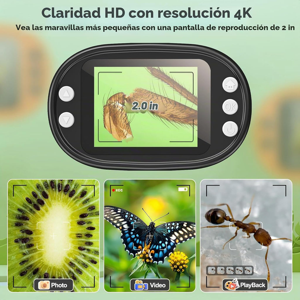 Microscopio digital infantil para ciencia: Kit STEM completo de juguete para edades 4-12