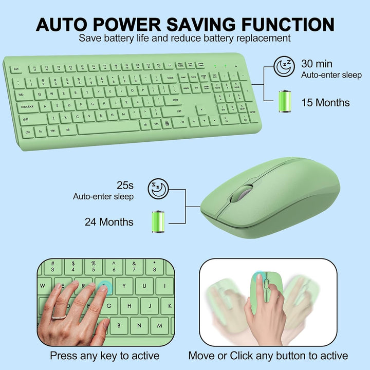 Combo de teclado y mouse inalámbricos, teclado ergonómico silencios...