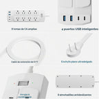 Lámpara Regleta de alimentación de enchufe inteligente de 2 clavijas, adaptador de