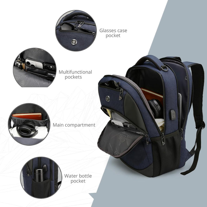 Mochila de viaje Swissdigital Design para laptop de 16 pulgadas, mo...