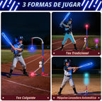 HYES Set de Béisbol 3 en 1 con LED para Niños 3-5 con 7 Iluminaciones