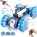 Fosgoit Coche de acrobacias RC con detección de gestos, juguetes para niños, Azul-blanco