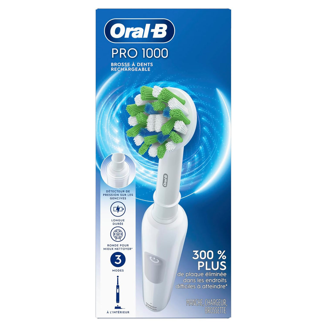 Oral-B Cepillo de dientes eléctrico recargable Pro 1000, color blanco