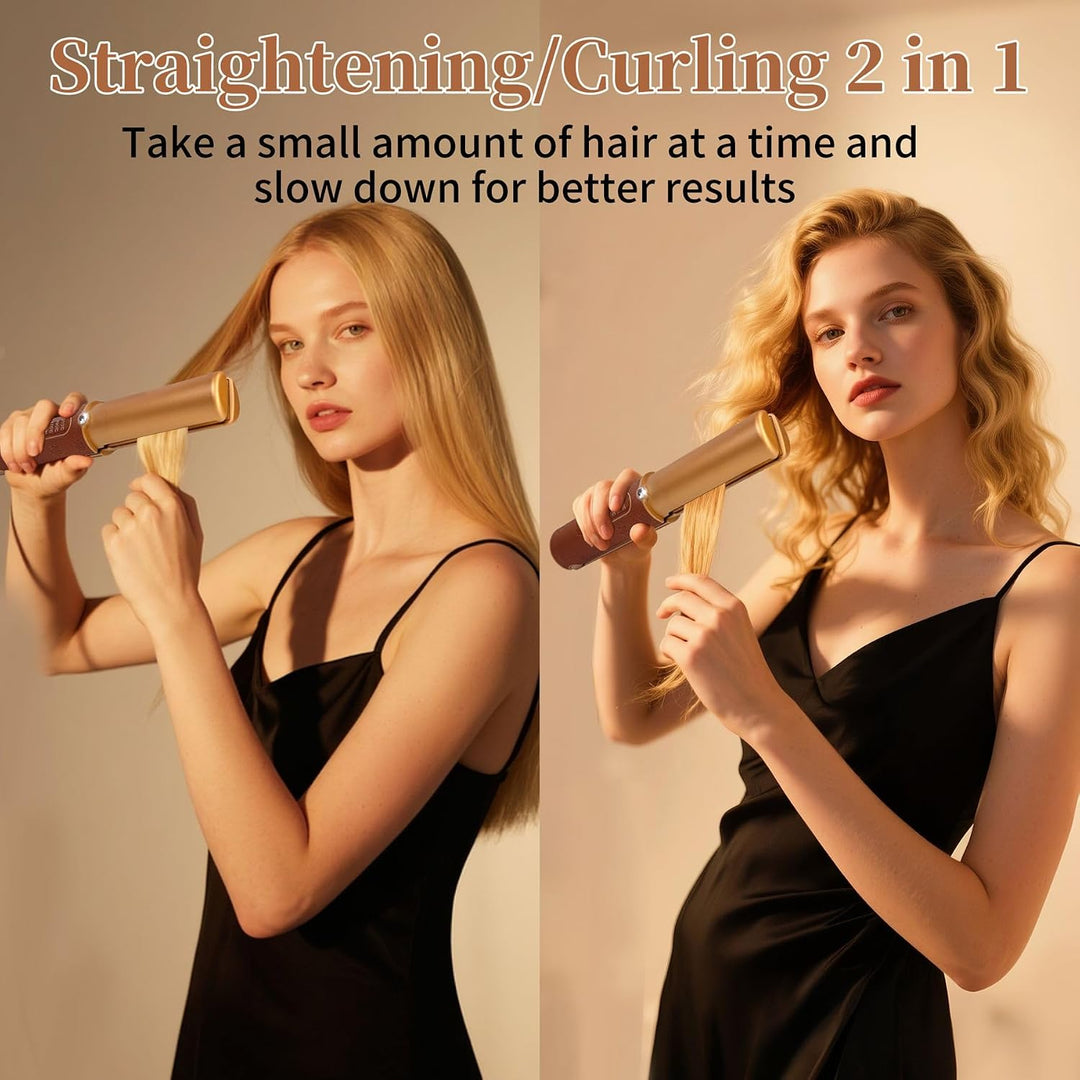 HUAJUN Cordless Mini Travel Titanium Hair Straightener Curler Flat...