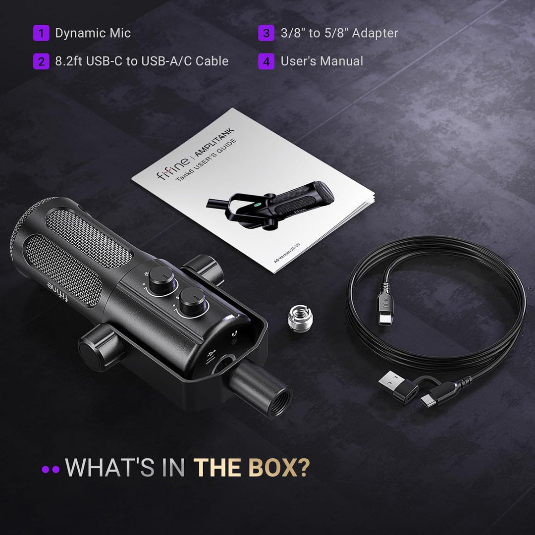 FIFINE Micrófono para podcast, micrófono dinámico vocal USB\/XLR pa...