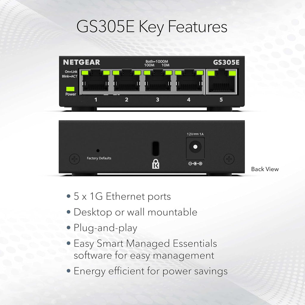 NETGEAR Conmutador de red gestionado fácil y inteligente Gigabit Ethernet