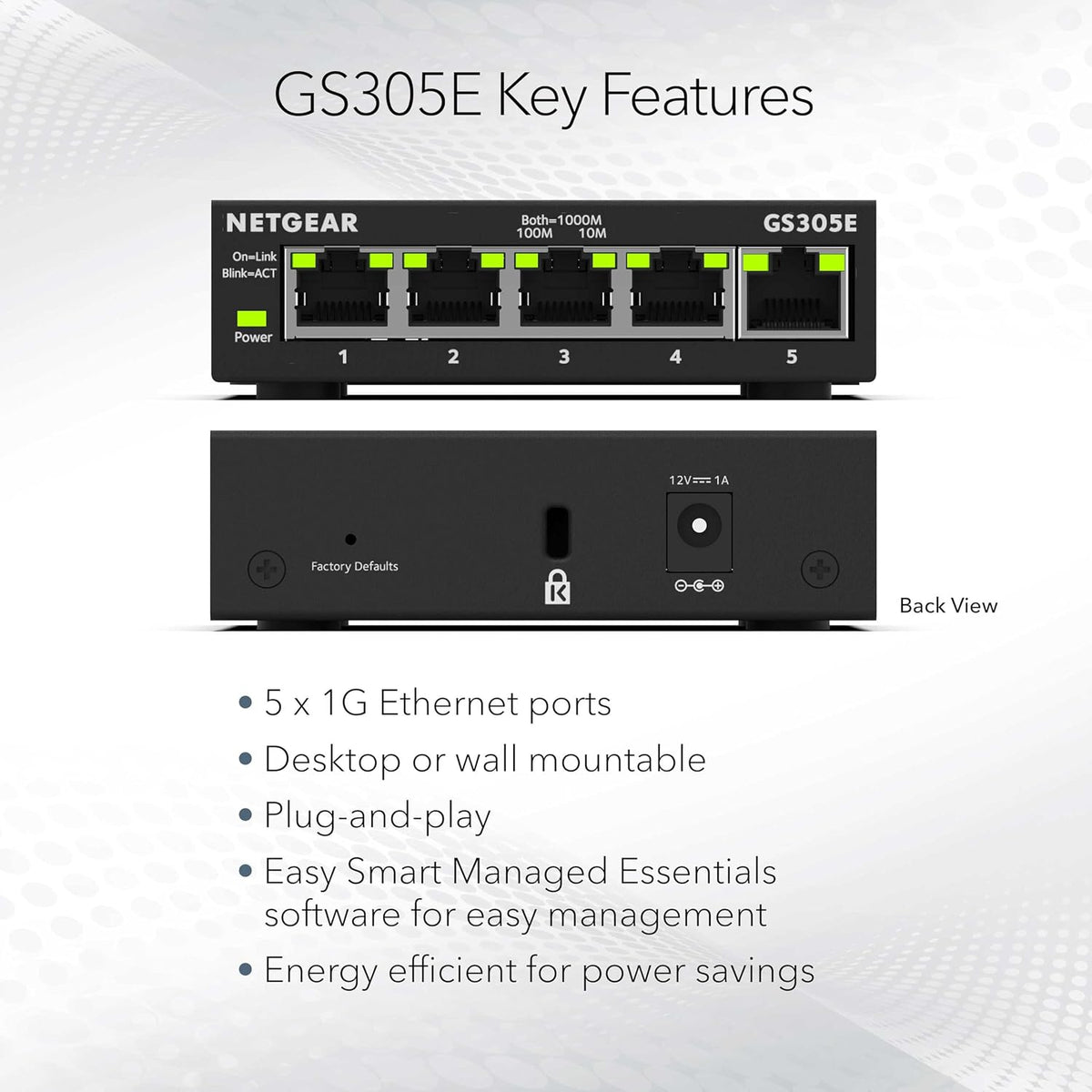 NETGEAR Conmutador de red gestionado fácil y inteligente Gigabit Ethernet