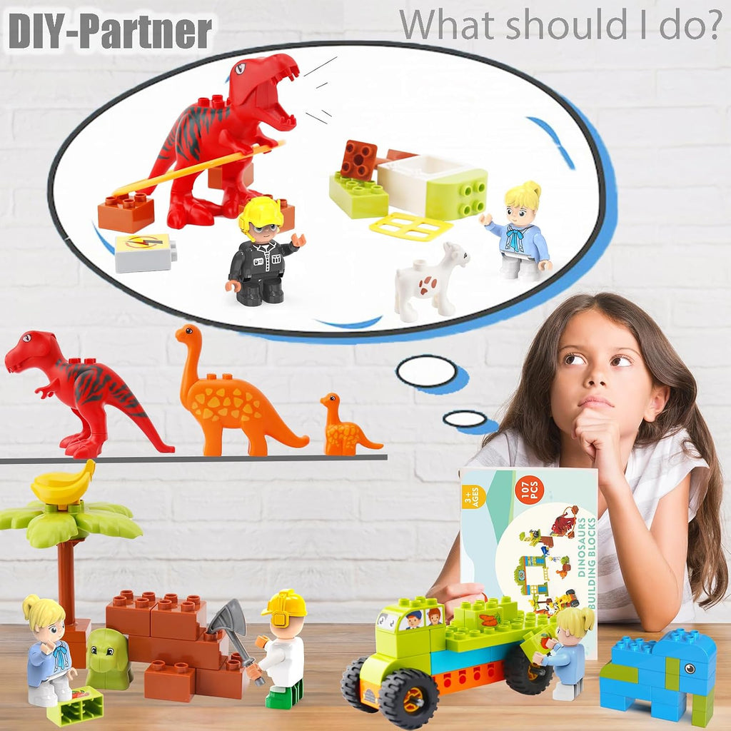 Bloques de construcción para niños pequeños de 3 a 5 años, juguetes de dinosaurio
