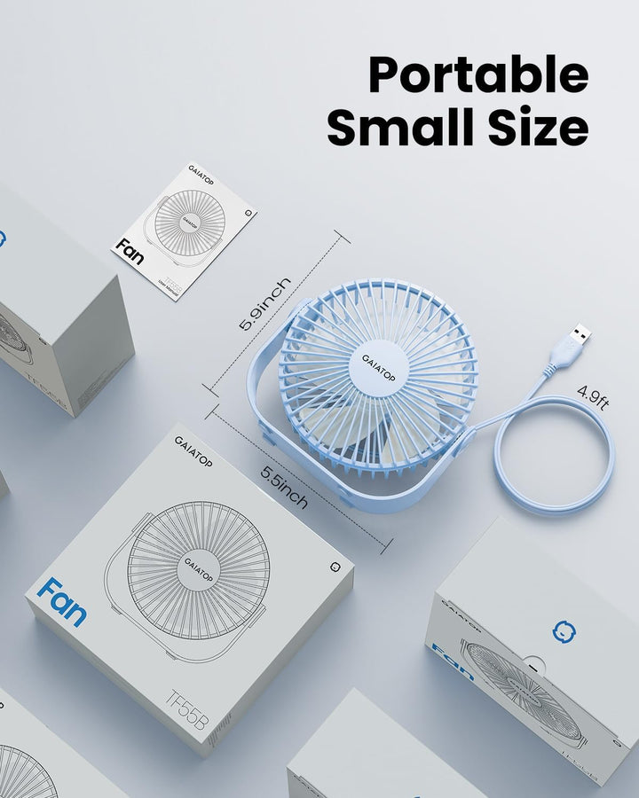 Gaiatop Ventilador de escritorio USB, flujo de aire fuerte de 3 vel...