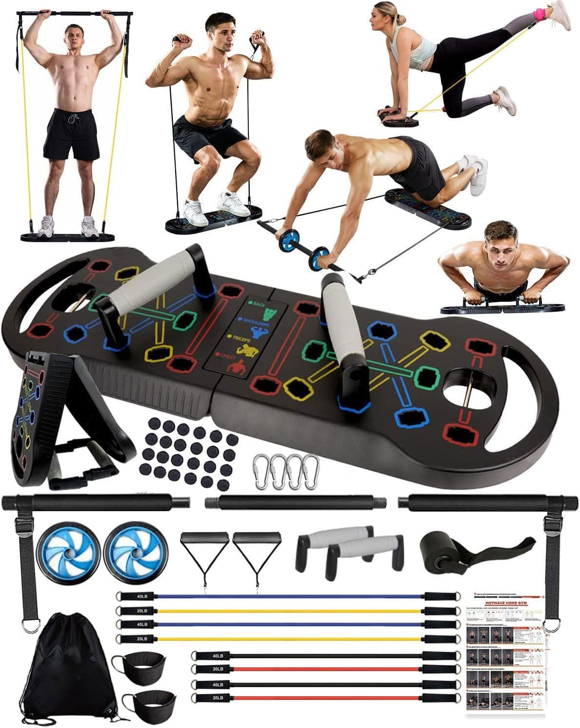 Tabla de Flexiones Push Up, Tabla de Flexiones Portátil, Barra de Flexiones Plegable 20 en 1
