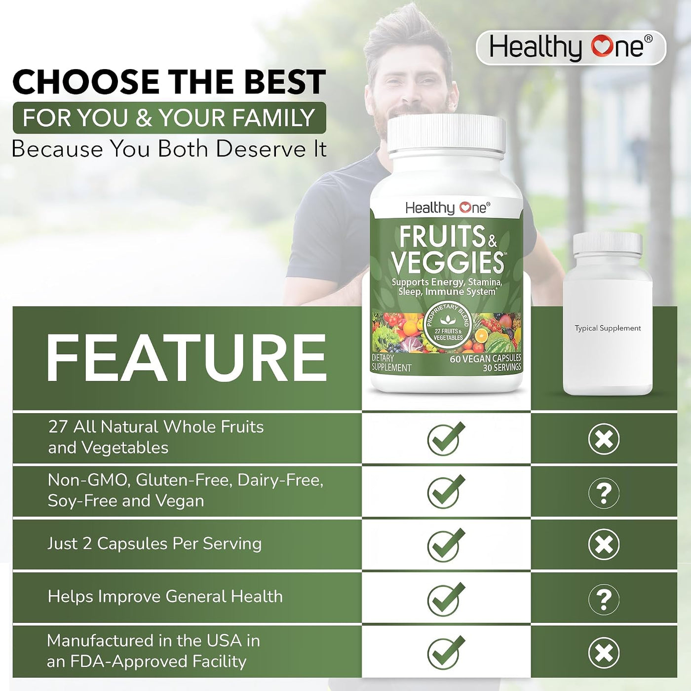 Healthy One - Suplemento de frutas y verduras, 27 superalimentos, v...