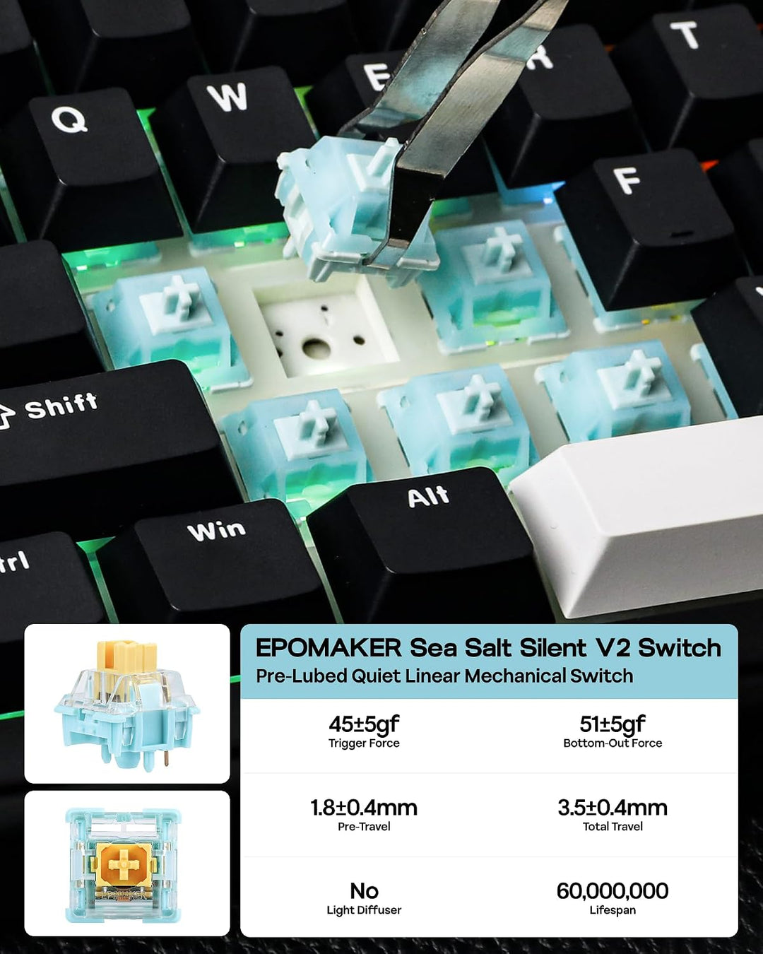 EPOMAKER TH99 Teclado mecánico inalámbrico de tres modos con baterí...