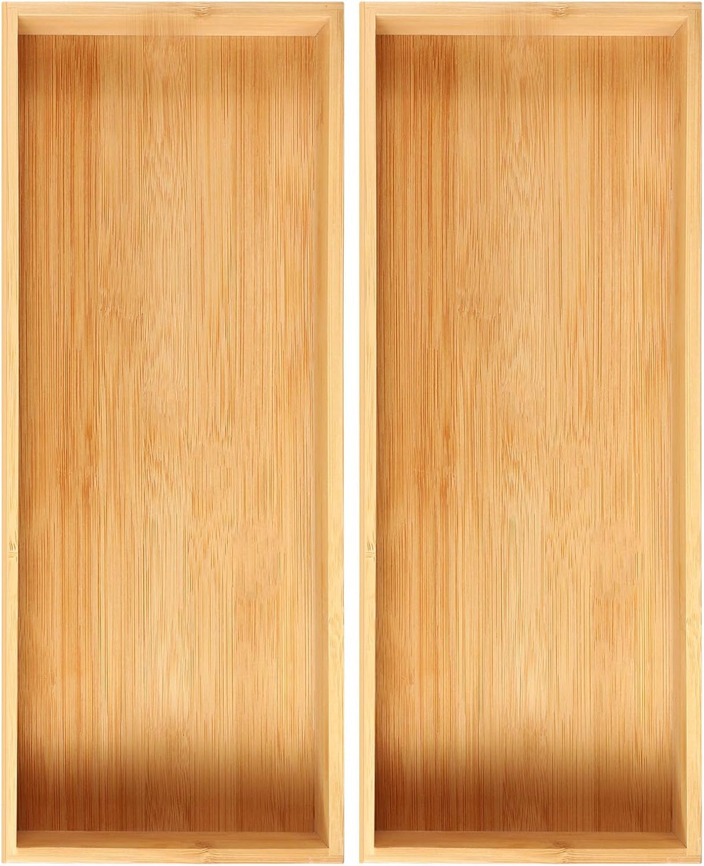 Fabsome Organizador de Cajón de Utensilios de Cocina, Contenedores Organizadores de Cubiertos de Plata de Bambú, Bandejas de Almacenamiento de Contenedores de Madera para Tocador de Baño Cajón de