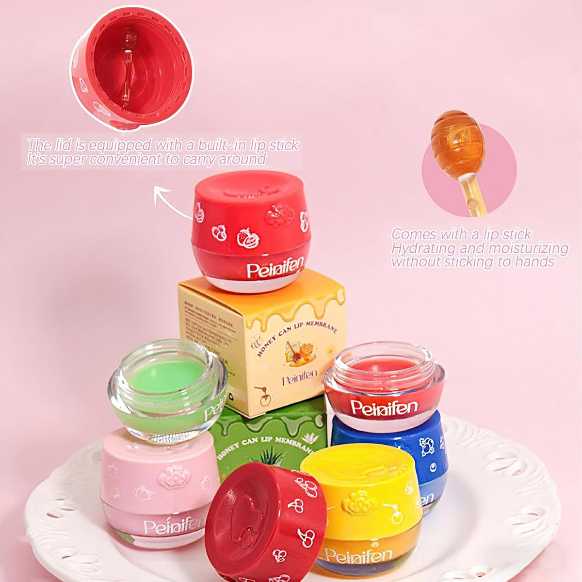 9 piezas de bálsamo labial de miel Charm Kiss, mascarilla labial de...