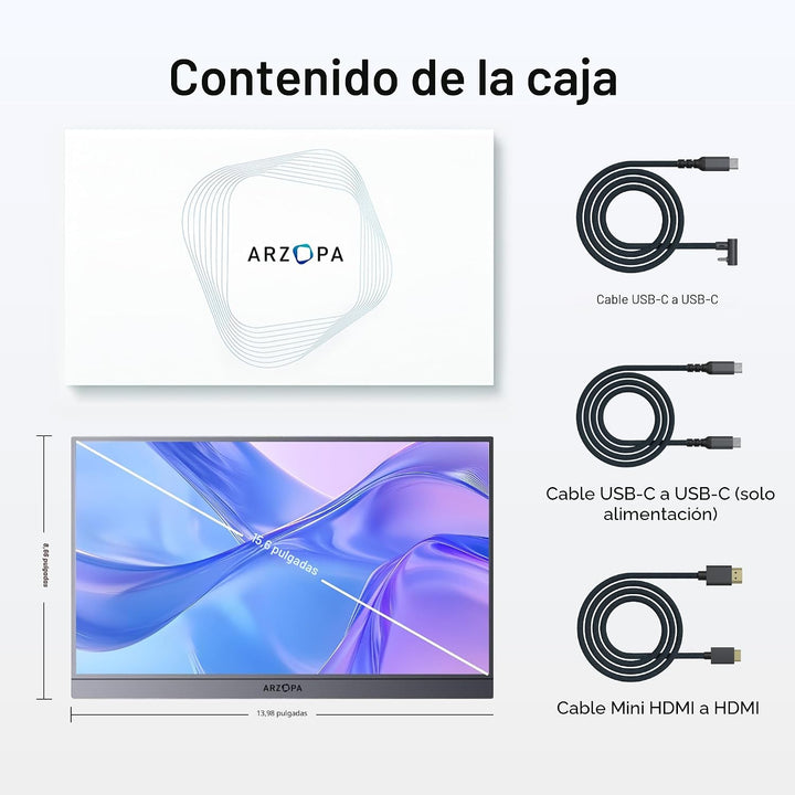 ARZOPA Monitor portátil de 15.6 pulgadas FHD 1080P \u2013 Monitor p...