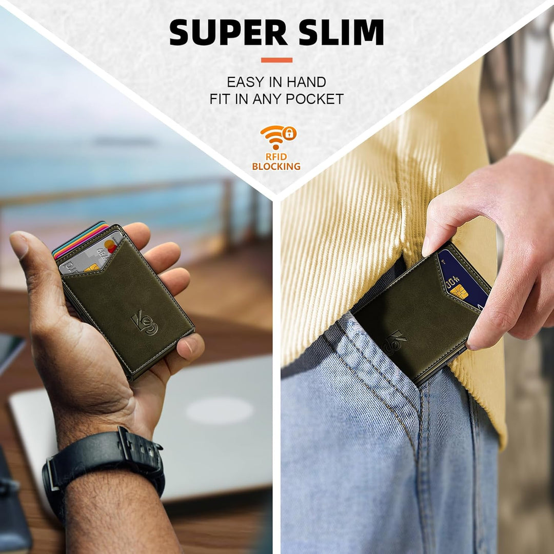 KEMISANT Billetera para hombre - Cartera delgada con clip para dine...